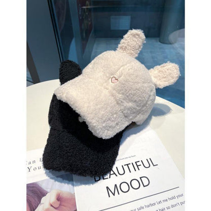 Female Springtide Cute Rabbit Ears Plush Baseball Spring Warm Hats & Caps