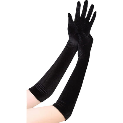 Black Warm Gold Veet Long Finger Gloves