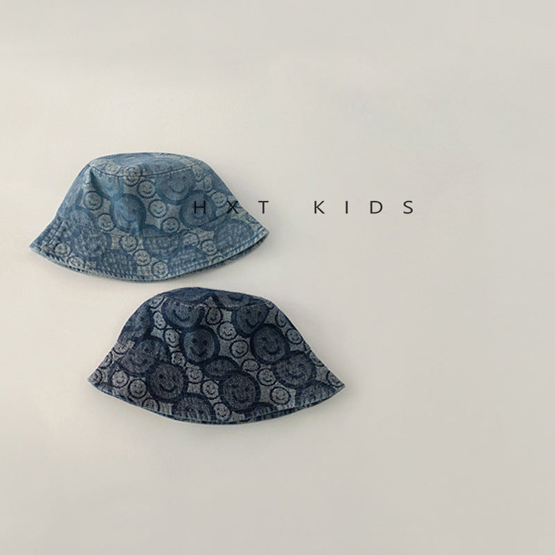 Children's Smiley Face Sunshade Denim Boy Sun Kids' Headwear