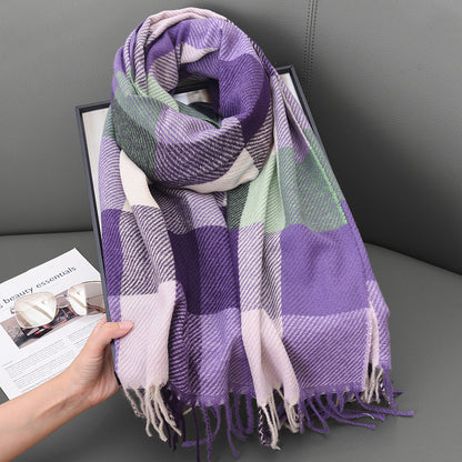 Women's Style Artificial Cashmere Classic Plaid Casual Tassel Scarfs