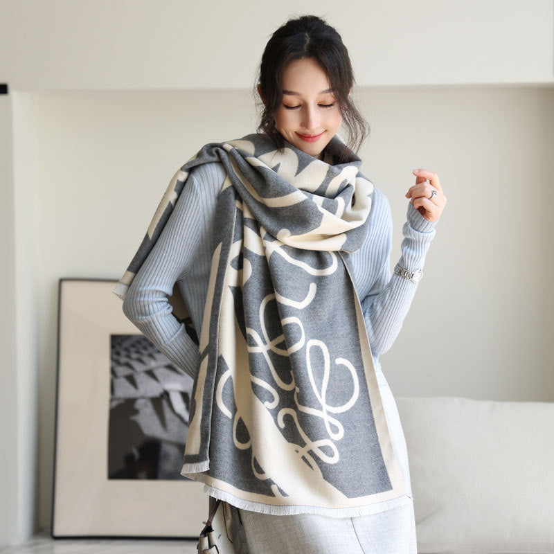 Female Luo Letter Shawl High-grade Warm Scarfs