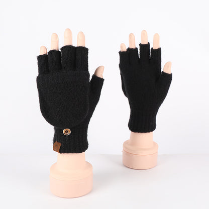 Half Finger Warm Flip Rhombus Cold Gloves