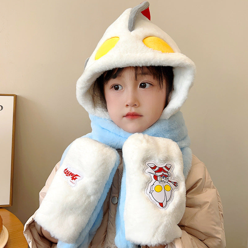 Children's Unicorn Hat Three-in-one Winter Warm Scarfs Kids' Headwear