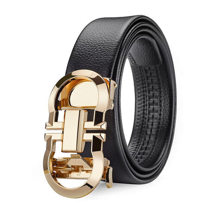 Men's Leather Cowhide Alloy Automatic Buckle Trend Belts