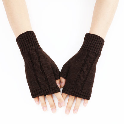 Women's & Men's Dew Half Finger Knitting Wool Warm Gloves