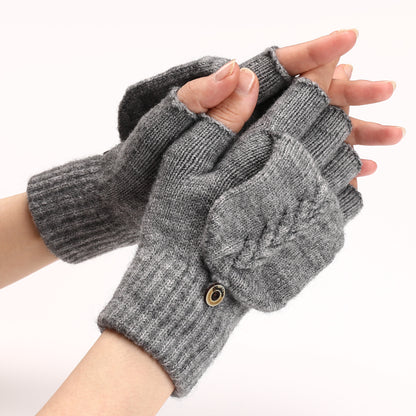 Women's & Men's Finger Wool Keep Warm Writing Open Gloves