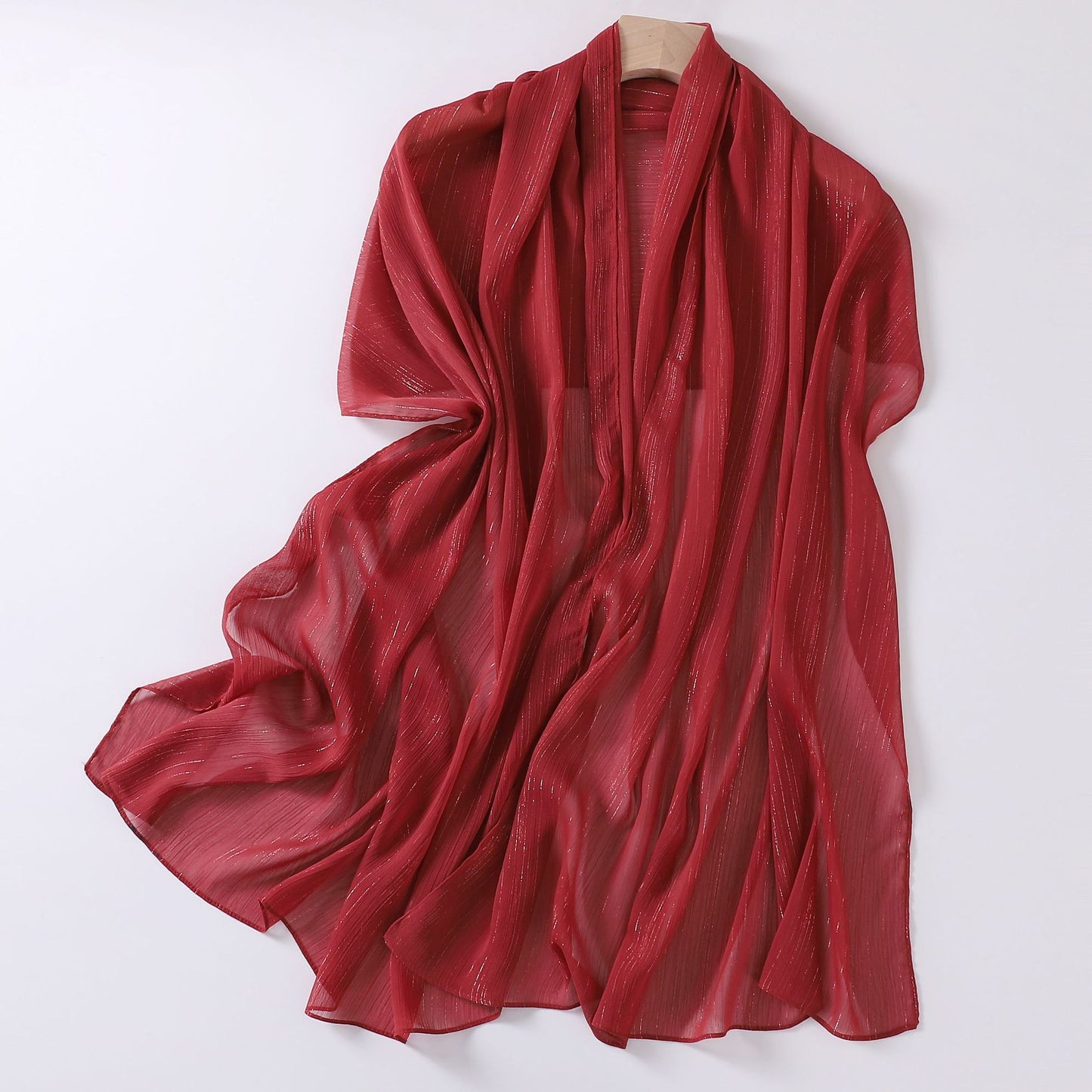 Live Broadcast Chiffon Sier Silk Pleated Long Scarfs