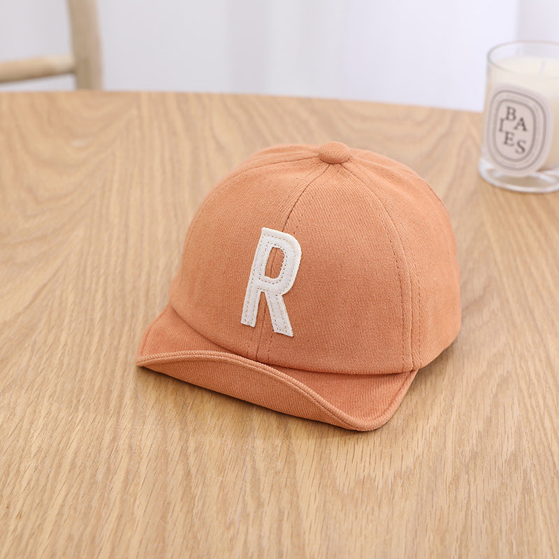 Children's Solid Color Letter Label Soft Brim Peaked Hip Hop Kids' Headwear