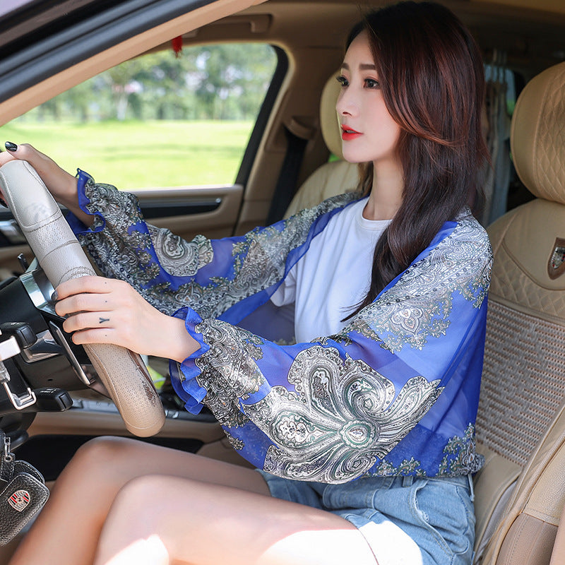 Women's Uv Driving Cycling Long Cuff Chiffon Scarfs