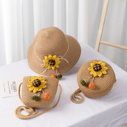 Women's & Children's Straw Hat Outdoor Leisure Travel Cute Flowers Kids' Headwear