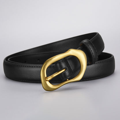 Women's Summer Pin Buckle Genuine Leather Thin Belts