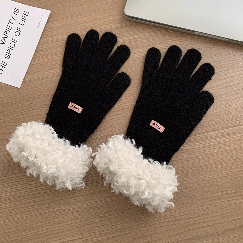 Women's Knitted Warm Cycling Five Fingers Separated Touch Gloves