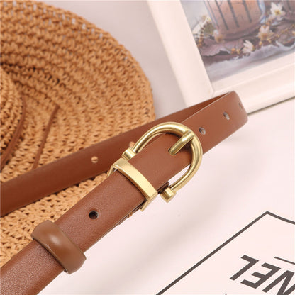 Women's Leather Fashionable Small Thin Female Brown Belts