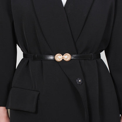 Pearl Elastic Waist Seal Slimming Suit Coat Overcoat Dress Belts