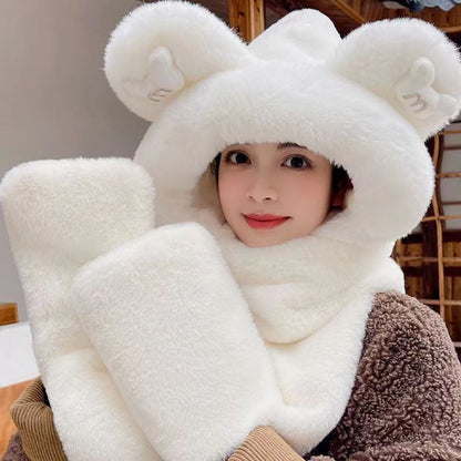 Women's Winter Korean Style One Thickened Cute Cycling Earflaps Warm Hats & Caps