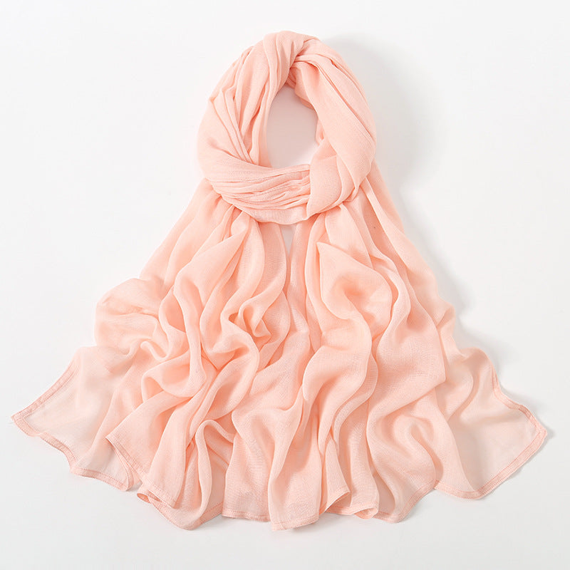 Malay Indonesian Rayon Monochrome Wide-brimmed Thin Scarfs