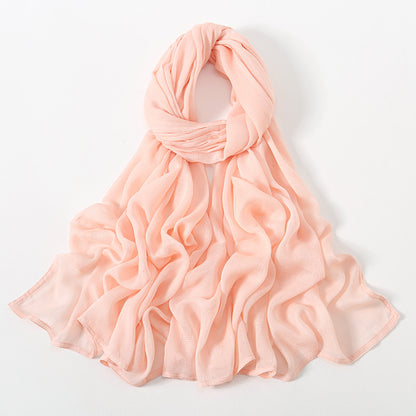 Malay Indonesian Rayon Monochrome Wide-brimmed Thin Scarfs