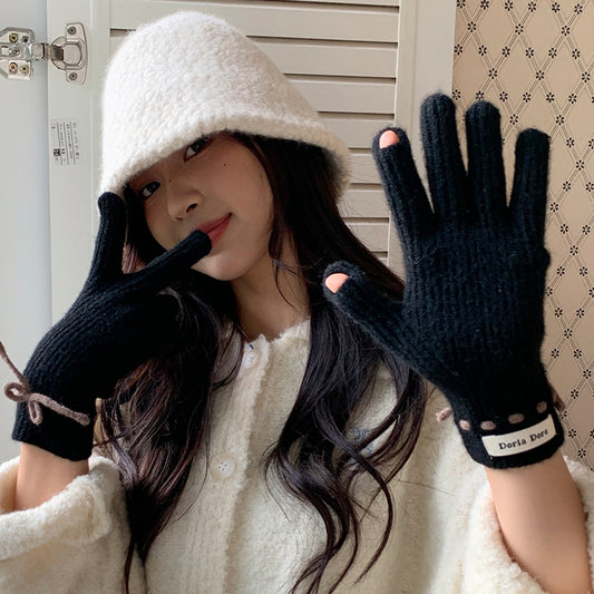 Color Fashionable Warm Comfortable Casual Cool Bow Winter Gloves