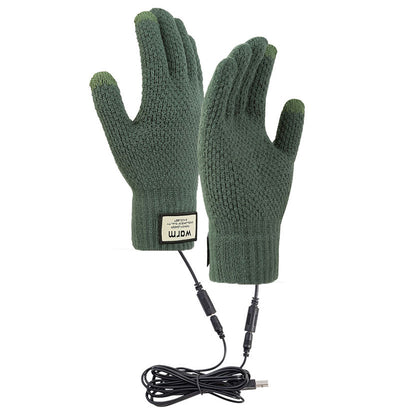 Men's Charging Heating Touch Screen Wool Fleece-lined Thickened Gloves