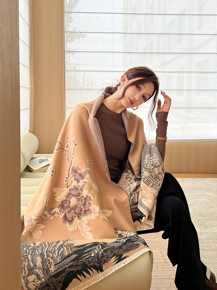 Women's Chinese Style Thickened Air-conditioned Room Shawl Neck Protection Scarfs