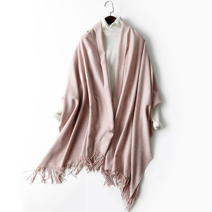 Women's Korean Solid Color Long Thickened Wool Scarfs