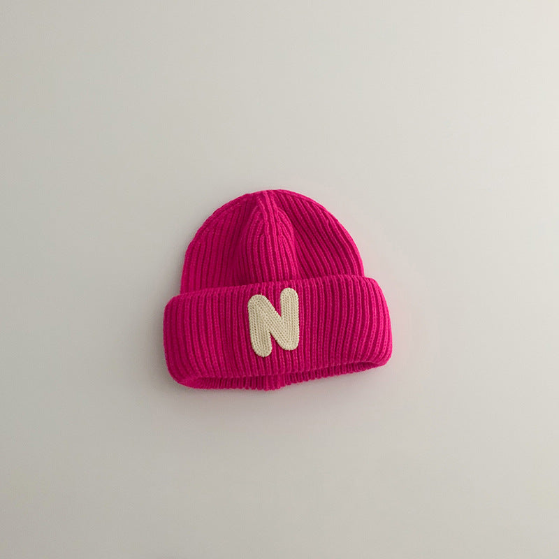 Children's Hat Letter Embroidery Knitted Woolen Kids' Headwear