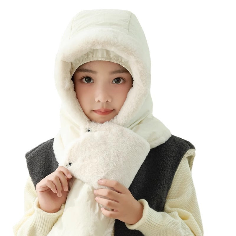 Children's Warm Equipment Boys Riding Integrated Plush Hat Kids' Headwear