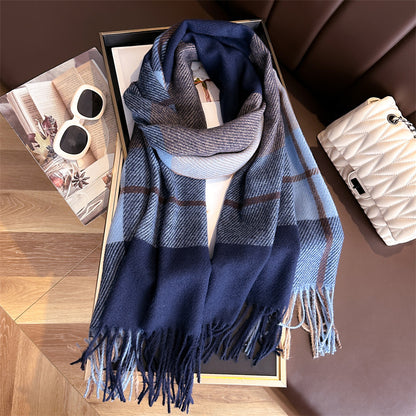 Style Plaid Winter Male Female Thickened Scarfs