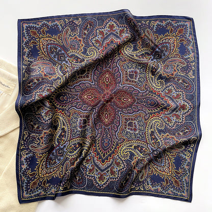 Literary Flower Printing Silk Kerchief Female Mulberry Scarfs