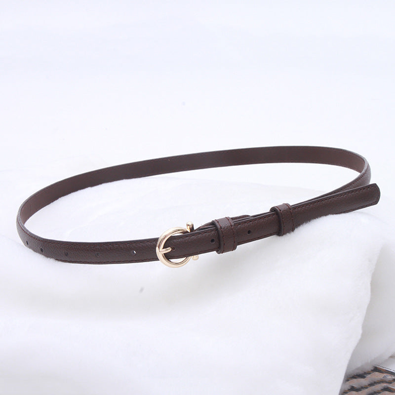 Women's Easy To Match Black Small Simple Thin Retro Belts