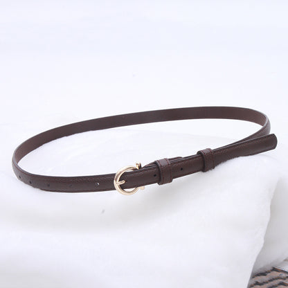 Women's Easy To Match Black Small Simple Thin Retro Belts