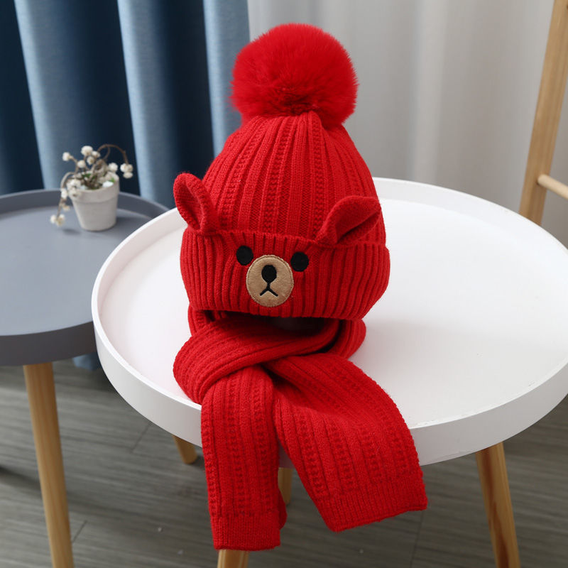 Children's Hat Suit Boys Winter Thermal Pure Kids' Headwear