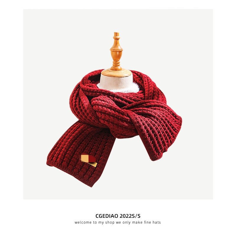 Glutinous Versatile Korean Style Knitted Wool Solid Color Scarfs