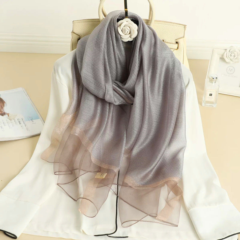 Women's Solid Color Fashionable Mulberry Silk Long Scarfs