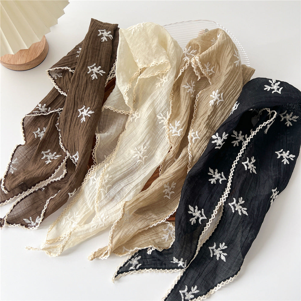 Women's Cotton Linen Lace Triangular Binder Summer Scarfs