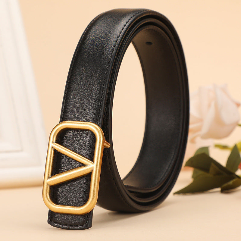 Women's Smooth Buckle Decorative Thin Bronze Live Belts