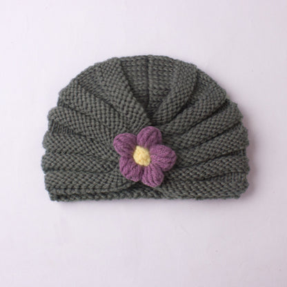 Children's Keep Warm Knitted Hat Cute Flowers Kids' Headwear