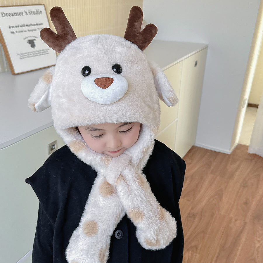 Children's Ears Moving Plush Bonnet One-piece Will Kids' Headwear