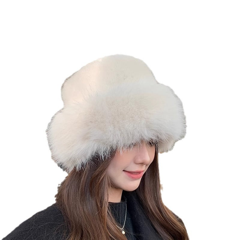 Women's Fashion Plush Bonnet Winter Bucket Hat Street Elegant Hats & Caps