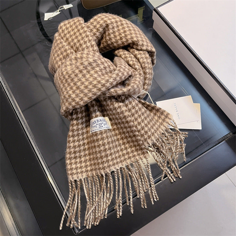 Women's & Men's Double-sided Solid Color Matching Tassel Threading Scarfs