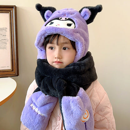 Children's Unicorn Hat Three-in-one Winter Warm Scarfs Kids' Headwear