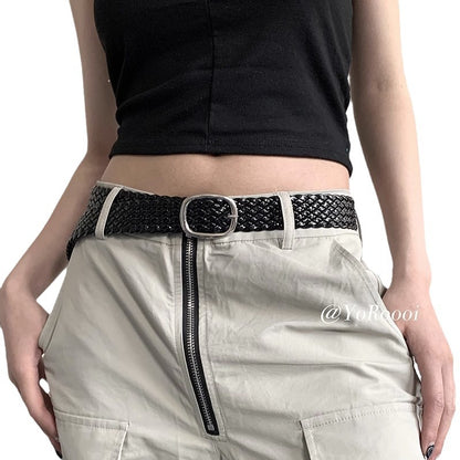 Women's Niche Design Woven Pin Buckle Simple Korean Style Belts