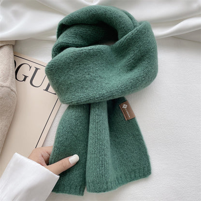 Color Korean Style White Soft Knitted Scarfs