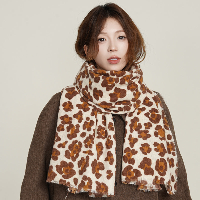 Women's Korean Style Leopard Print Printed High-grade Scarfs