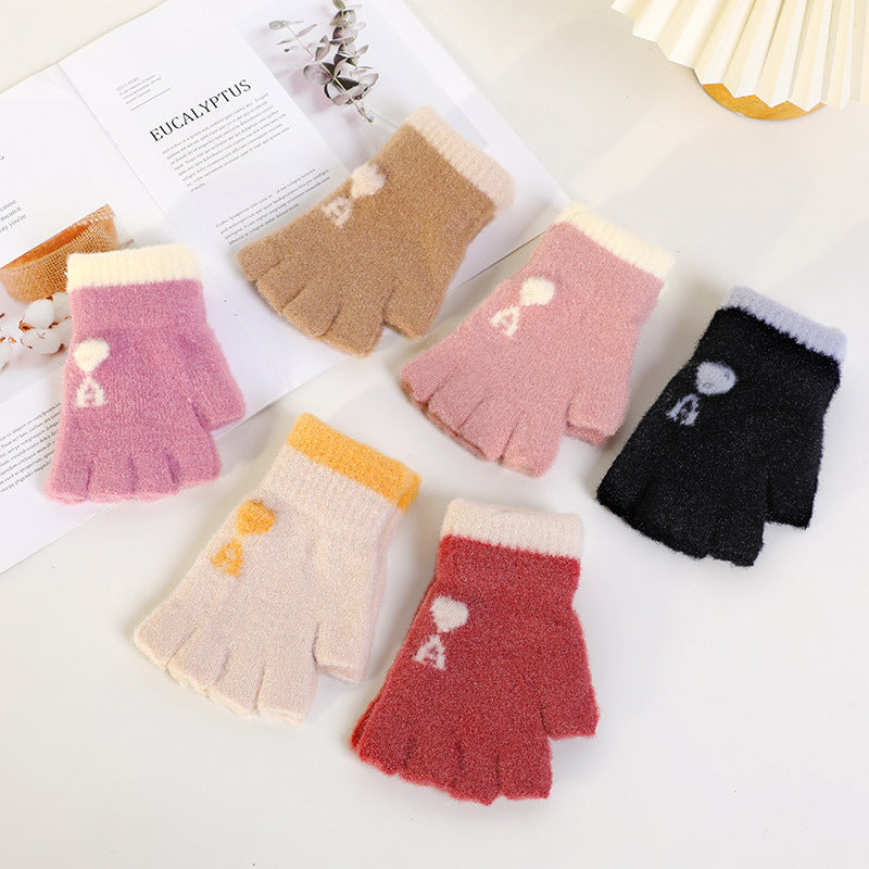 Women's Bow Knitted Half Finger Touch Screen Gloves