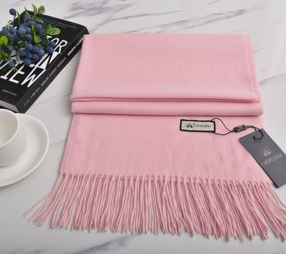 Women's Pilling Ge Solid Color Cashmere Thick Soft Wool Scarfs