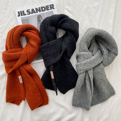 Wool Small Blended Knitted Solid Couple Scarfs