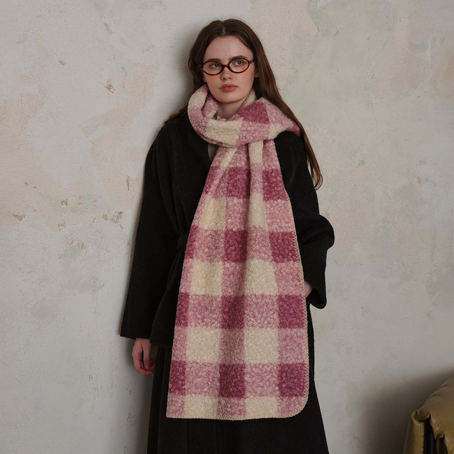 Women's Lazy Scottish Style Woolen Plaid Warm Scarfs