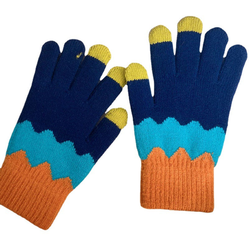 Niche Female Winter Colored Series Fresh Gloves