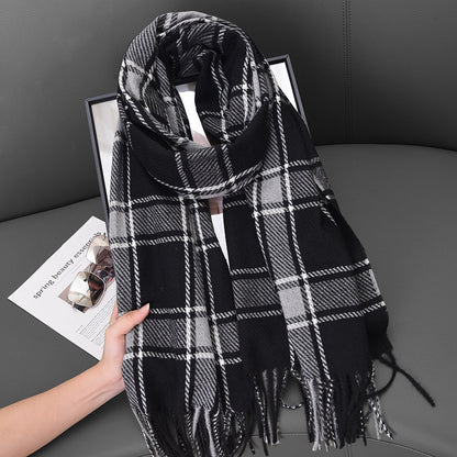 Women's Korean Striped Plaid Soft Warm Thick Scarfs